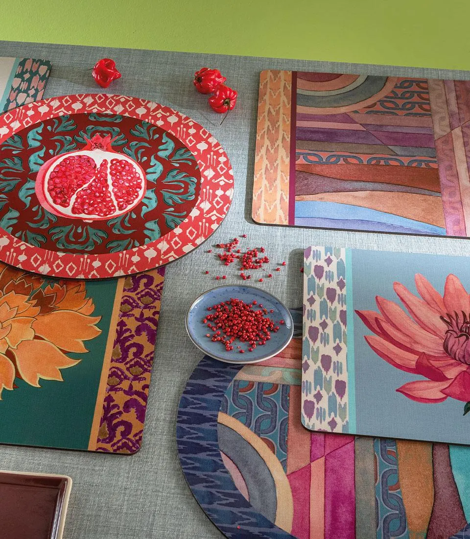 Tovaglietta rigida cornice senape - Orizzonti di seta