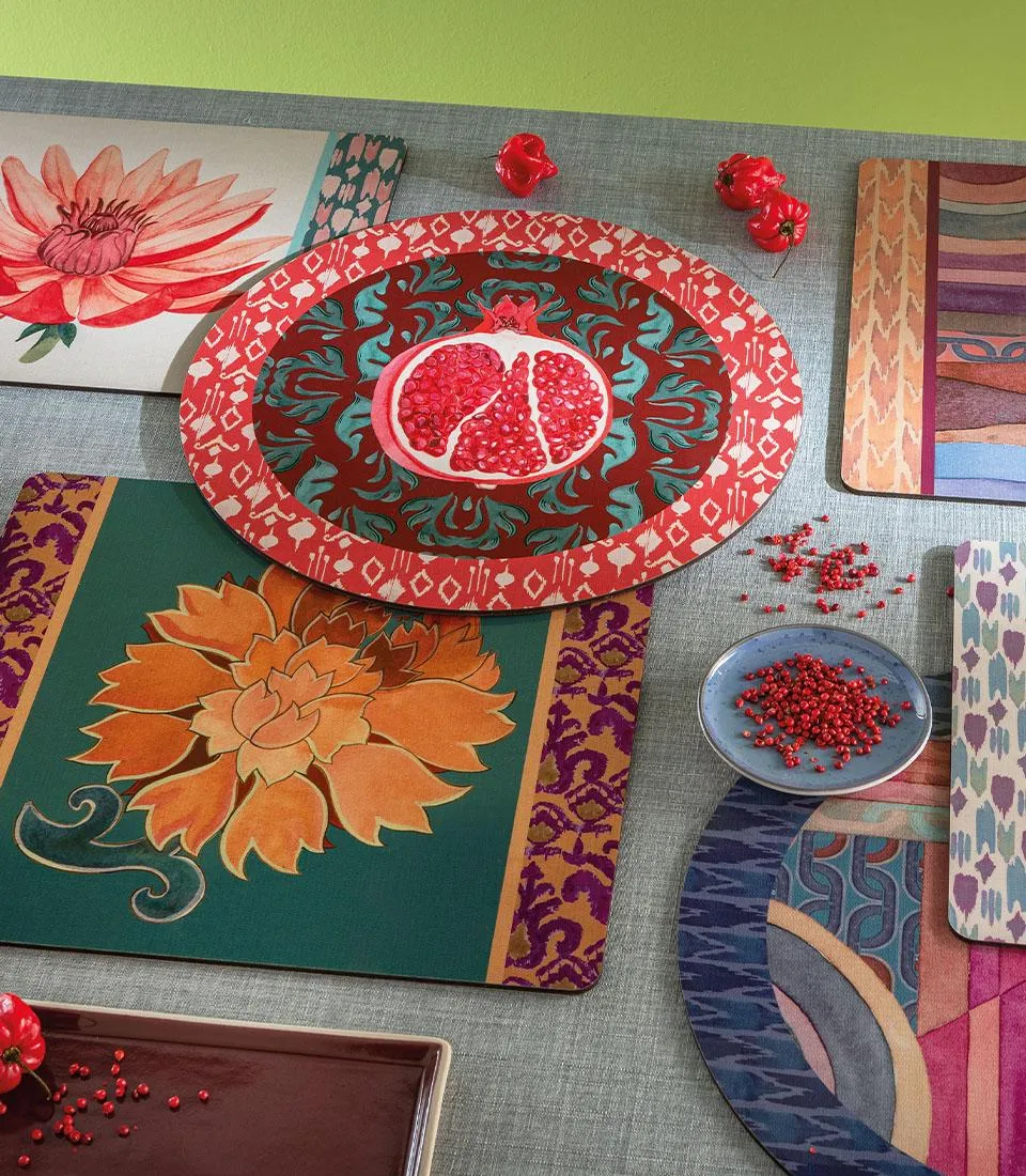 Tovaglietta rigida verde salvia - Peonia di Samarcanda