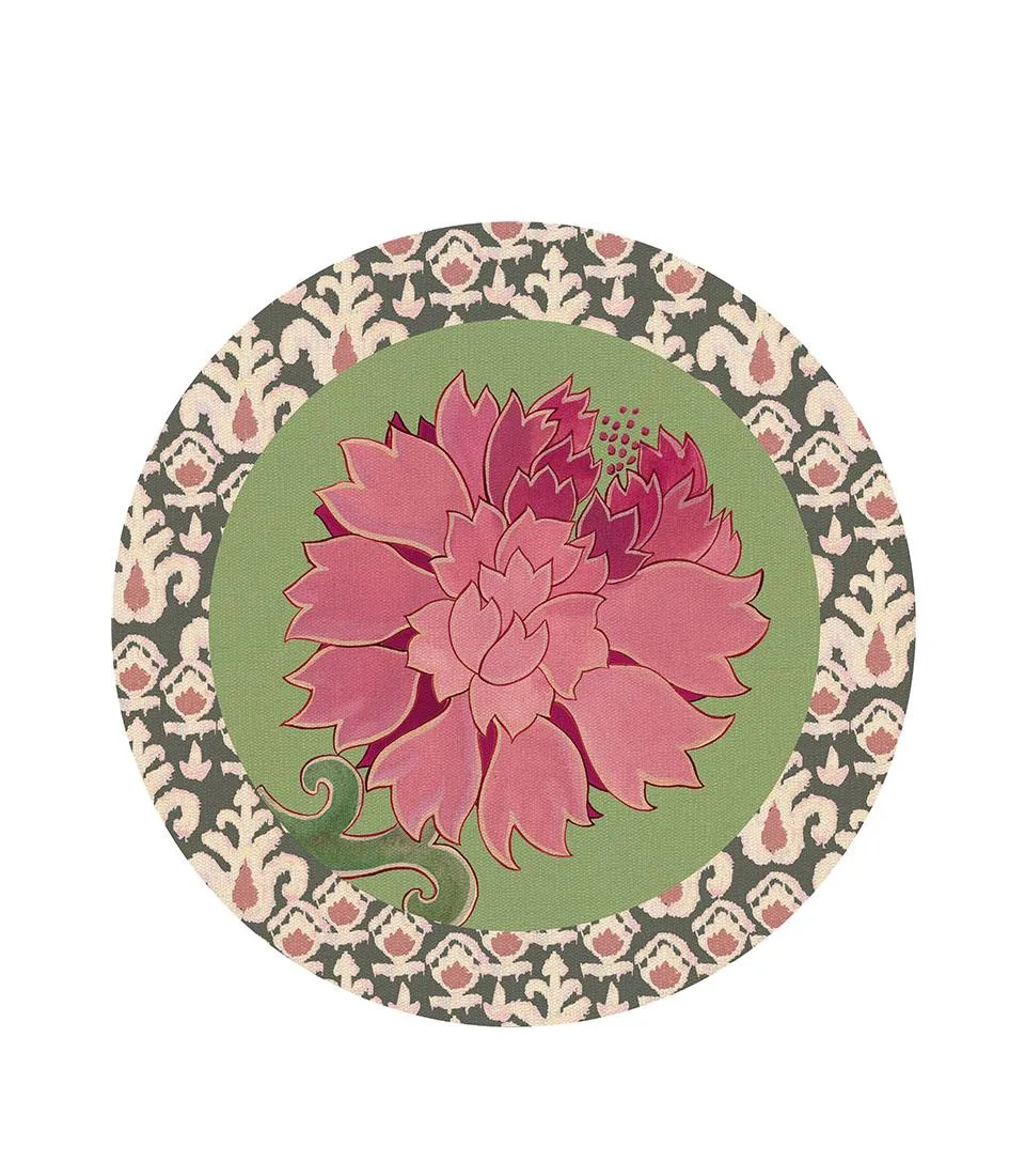 Tovaglietta rigida verde salvia - Peonia di Samarcanda