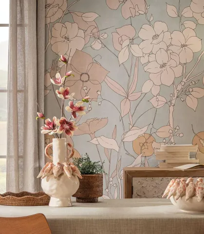 Carta da parati 3,18x3m - casale fiorito